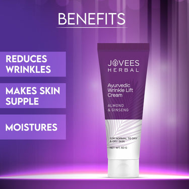 Jovees Herbal Almond & Ginseng Wrinkle Lift Face Cream | Anti-Wrinkle & Anti-Ageing Face Cream | All Skin Types | Paraben & Alcohol Free | 60gm